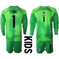 Echipament fotbal Franţa Hugo Lloris #1 Portar Tricou Deplasare Mondial 2022 pentru copii maneca lunga (+ Pantaloni scurti)